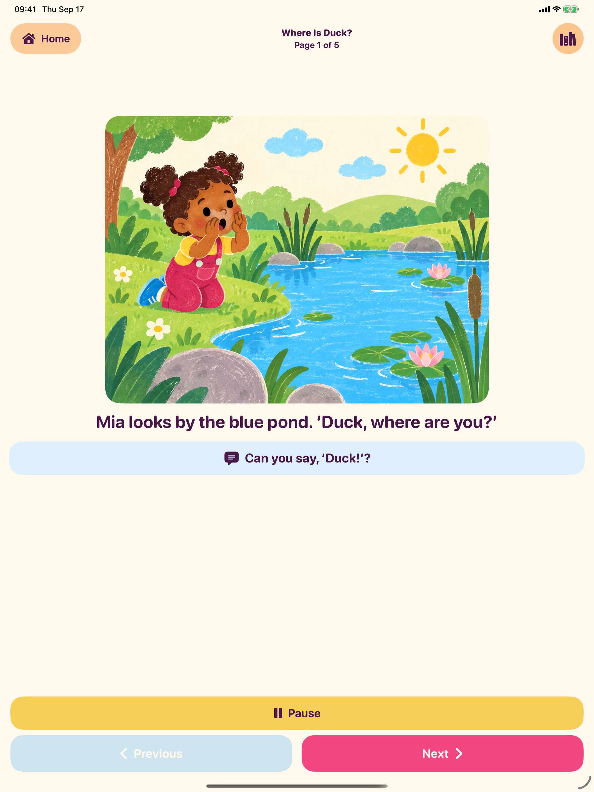 Chatter Garden story reader on iPad